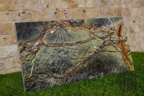 Glaf Marmură Rain Forest Green Lustruită Bizotata 1L 110 x 20 x 2cm